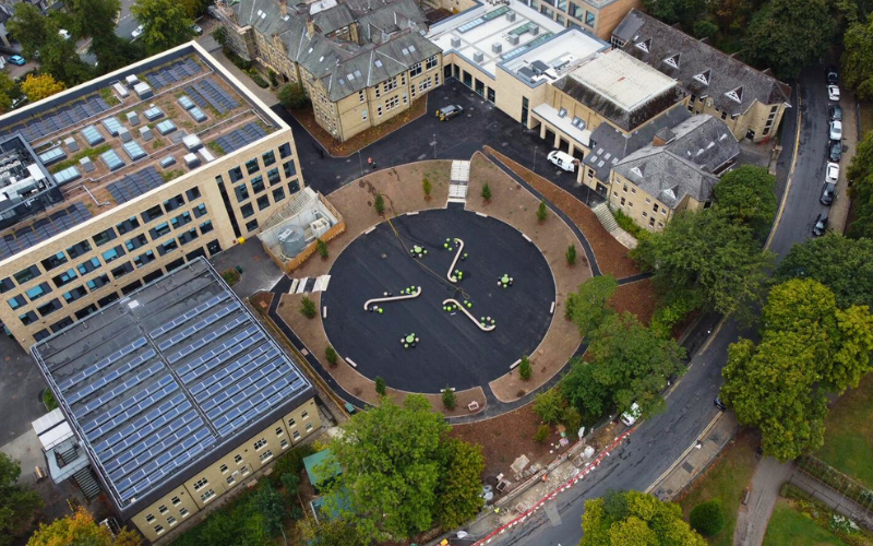 overhead shot of school site